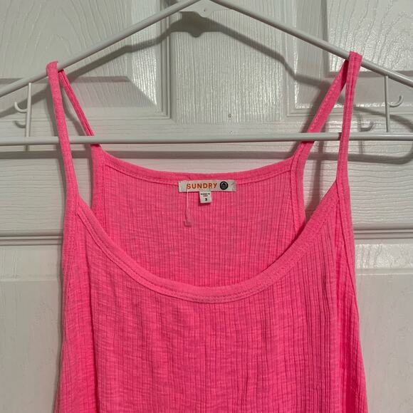 Sundry Barbie pink ribbed modal blend tank top - Picture 7 of 9